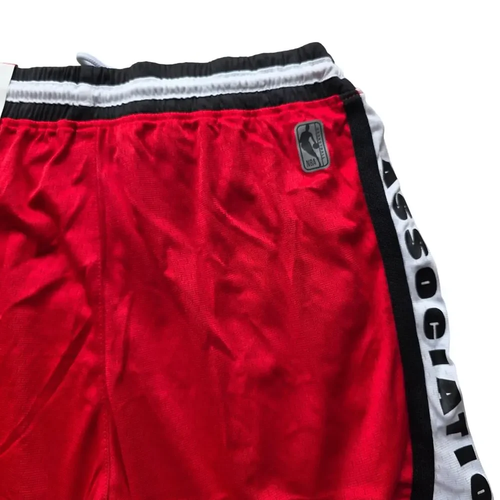 NBA Classic Basketball Shorts Red White Black Size L NWT Polyester